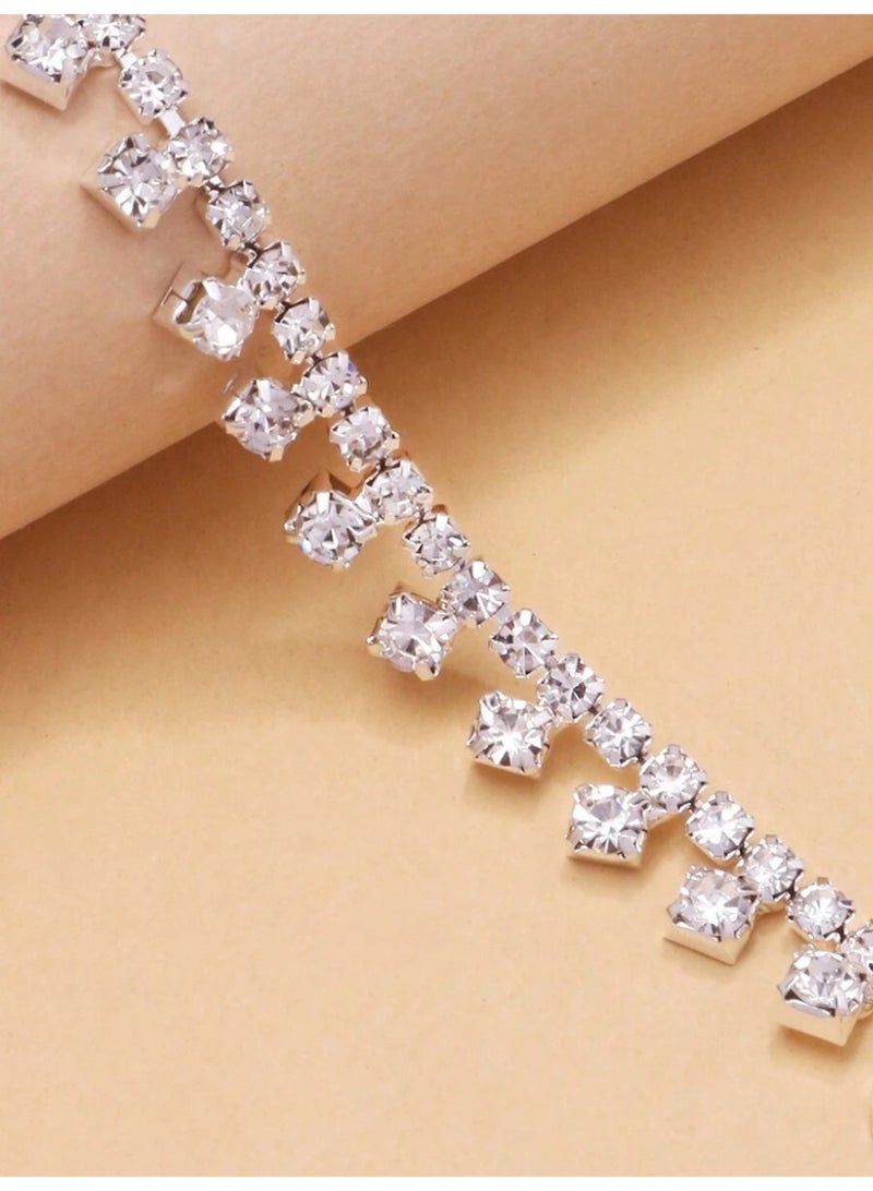 Women’s Silver Rhinestone Anklet – Elegant Shiny Ankle Bracelet for Daily Wear & Occasions - Image 2